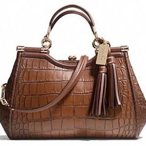 Coach Leather Madison Carrie Crocodile Satchel - Brown Jaguar Model